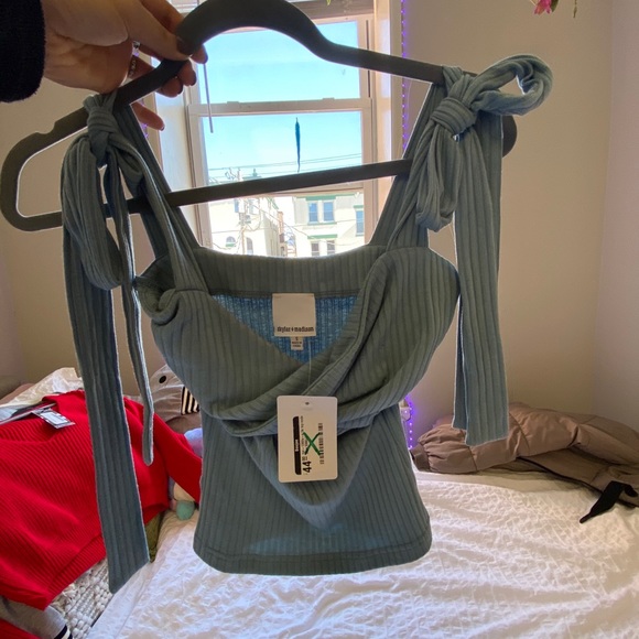 COPY - NWT Blue tie strap tank top - Picture 1 of 3